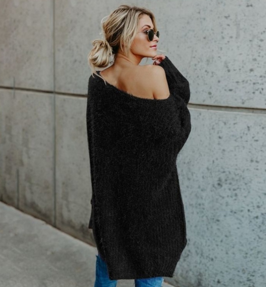 🔥Navy! Trendy Off Shoulder Sweater - Picture 3 of 4